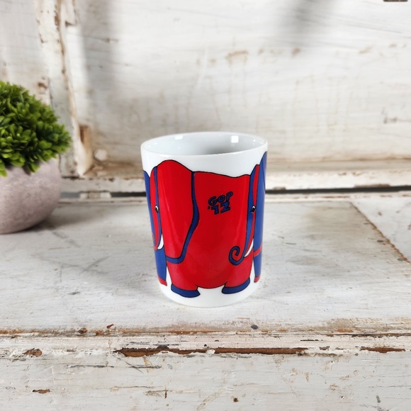 VTG 1972 Fitz & Floyd GOP Red Blue Elephant Republican Party Coffee Mug - Picture 3 of 10
